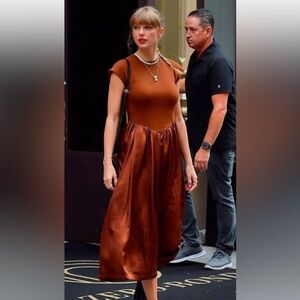 Ancosti brown cap sleeve dress. As seen on Taylor Swift!